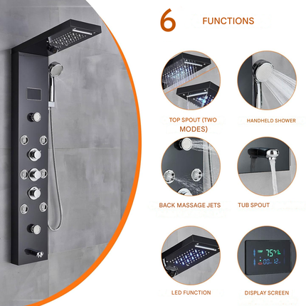 Rainfall Nordic Bathroom Digital Panel Waterfall Shower Set