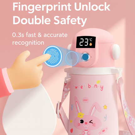 Fingerprint Lock Smart Temperature Display Kids Water Bottle