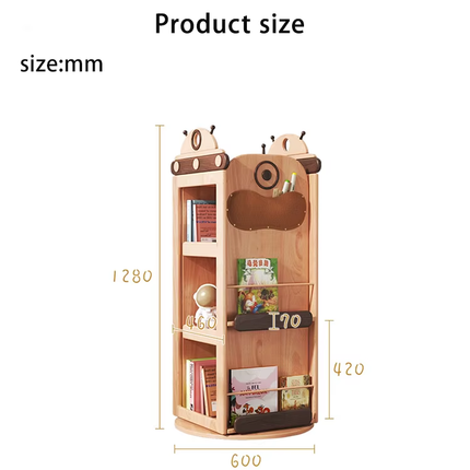 Cosmic Robot Wooden Kids Rotating Bookshelf