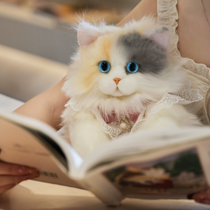 Realistic Cute Plush Cat Backpack