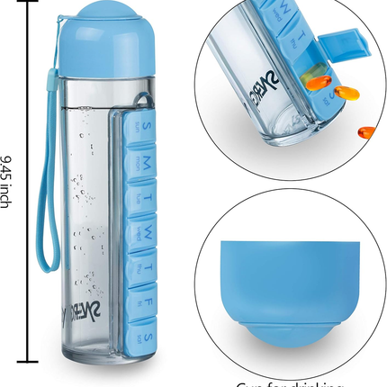 Weekly Pill Organizer Travel Water Bottle