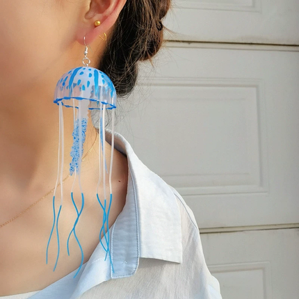 Dancing Jellyfish Long Tassel Earrings