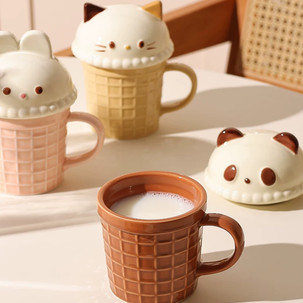 Cartoon Ice Cream Animal Ceramic Mug