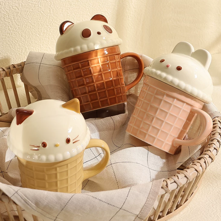 Cartoon Ice Cream Animal Ceramic Mug