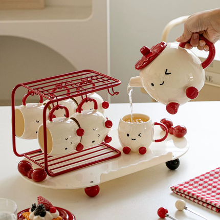 Blushing Face Cute Ceramic Tea Set Gift Box