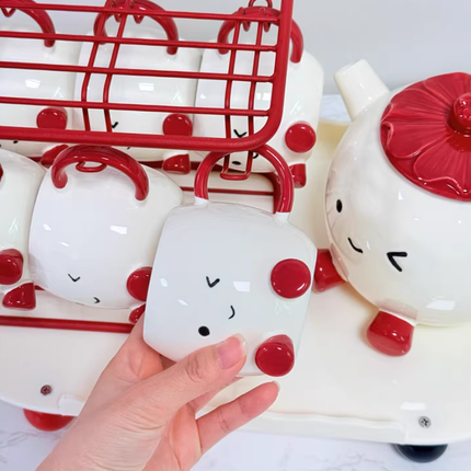 Blushing Face Cute Ceramic Tea Set Gift Box