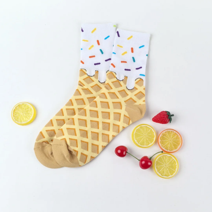 Ice Cream Waffle Pattern Socks