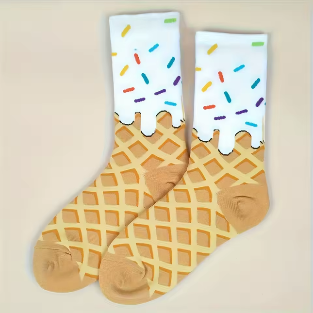 Ice Cream Waffle Pattern Socks