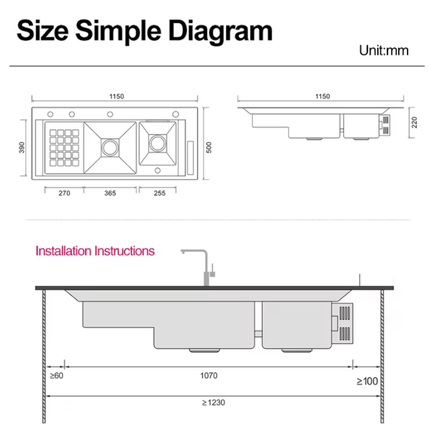Smart Multi-Zone Gunmetal Kitchen Workstation Sink