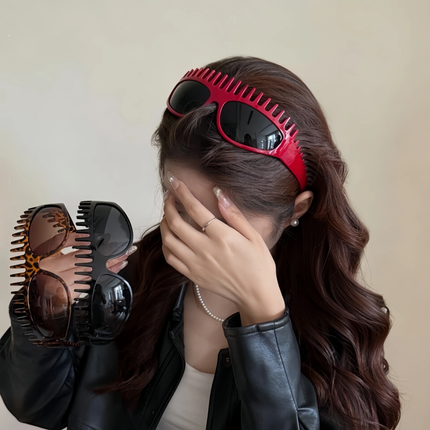 Futuristic Comb-Top Headband Sunglasses