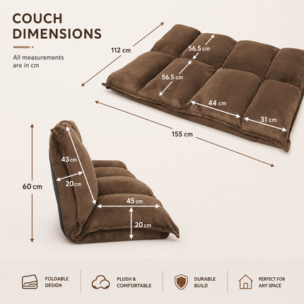 Adjustable Foldable Legless Lounge Sofa