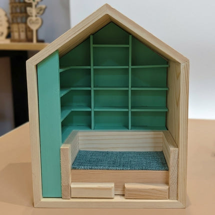 Wooden Library House Reading Nook Miniature