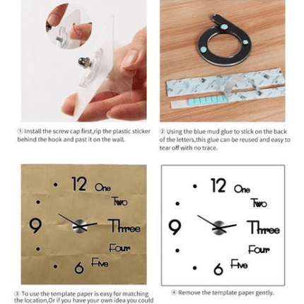 3D Large DIY Modern Number Wall Clock