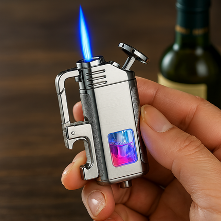Modern Windproof Metal  Bottle Opener Keychain Lighter