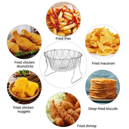 Multifunctional Stainless Steel Folding Deep Fry Drainer Basket