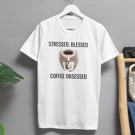 Stressed Blessed & Coffee Obsessed Cotton T-Shirt