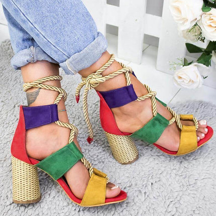 Lace Up Colorful Gladiator Sandals