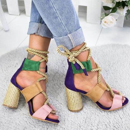 Lace Up Colorful Gladiator Sandals