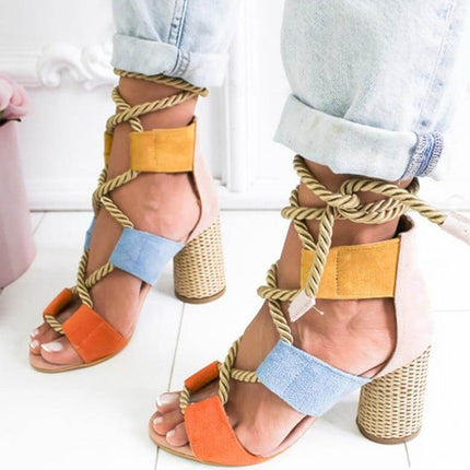 Lace Up Colorful Gladiator Sandals