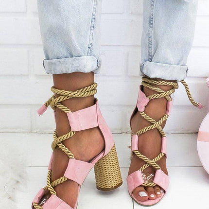 Lace Up Colorful Gladiator Sandals