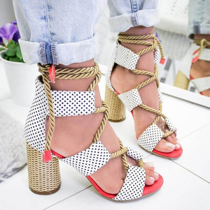 Lace Up Colorful Gladiator Sandals