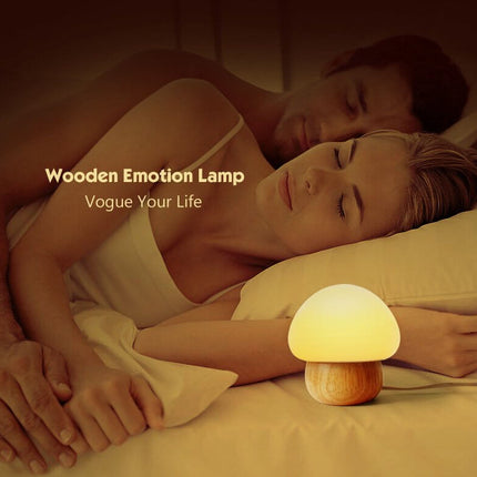 Wooden Mushroom Led Night Lamp