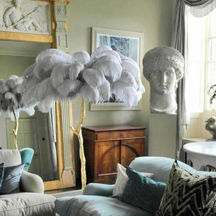 Icelandic Ostrich Feather Tree Lamp