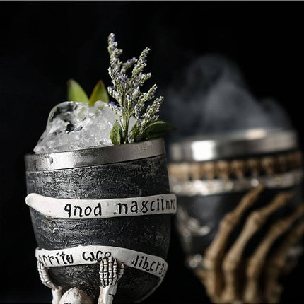 Stainless Steel Skull Gothic Goblet Cocktail Glass