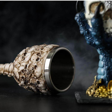 Stainless Steel Skull Gothic Goblet Cocktail Glass