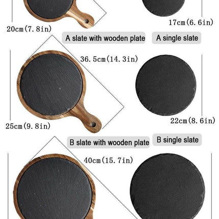 Wooden Slate Round Snack Food Plate
