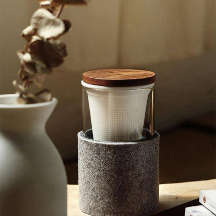 Creative Glass Tea Infuser with Wooden Lid