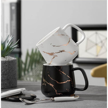 Elegant Marble Ceramic Coffee Mug Gift Set