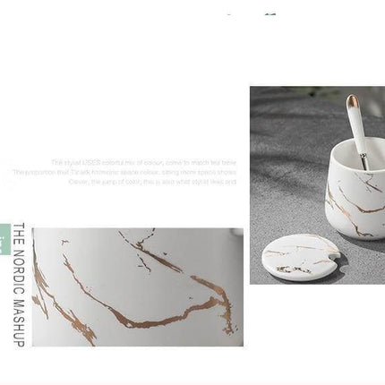 Elegant Marble Ceramic Coffee Mug Gift Set