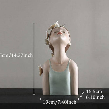 Ceramic Butterfly Girl Home Sculpture
