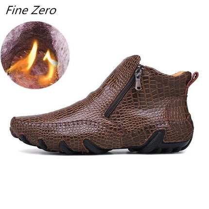 Leather Vintage Outdoor Fur Winter Ankle Boots