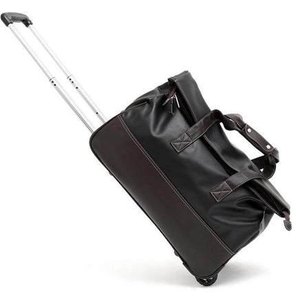 Rolling Leather Luggage Waterproof Suitcase