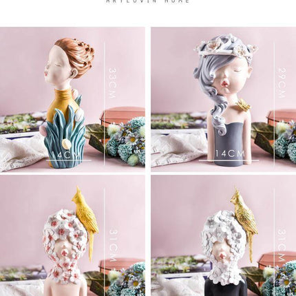 Nordic Artistic Woman Figurines Home Decor