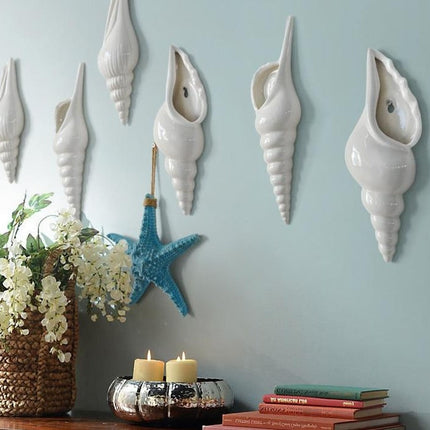 3D Conch Mural Flower Vase