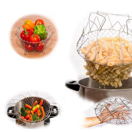 Multifunctional Stainless Steel Folding Deep Fry Drainer Basket