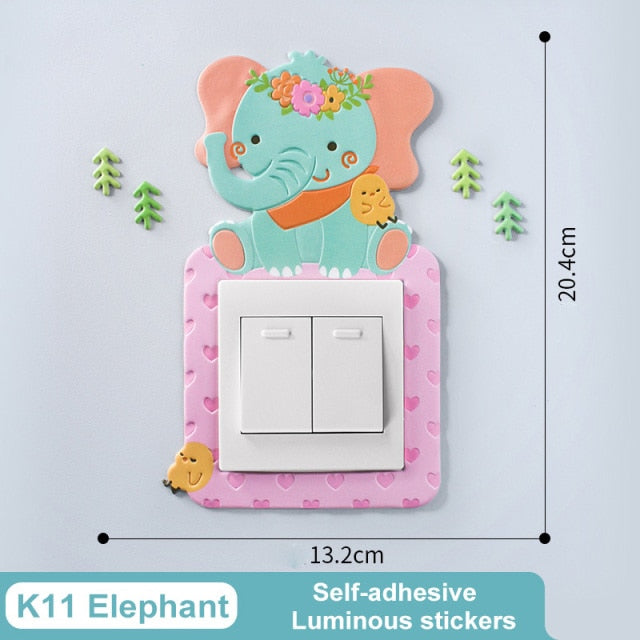 3D Luminous Cartoon Animal Switch Cover Stickers
