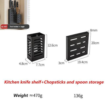 Mat Black No Drill Metal Kitchen Storage