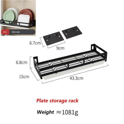 Mat Black No Drill Metal Kitchen Storage