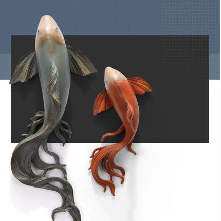 Modern Fengshui Resin 3D Wall Sticker Fish