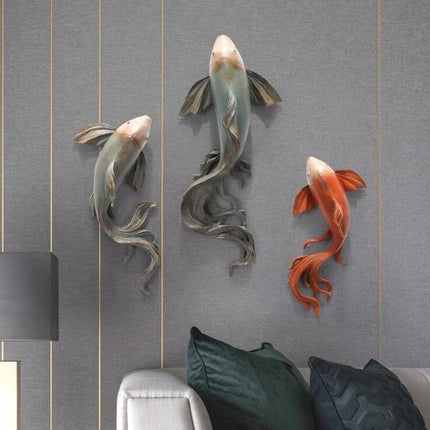 Modern Fengshui Resin 3D Wall Sticker Fish