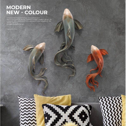 Modern Fengshui Resin 3D Wall Sticker Fish