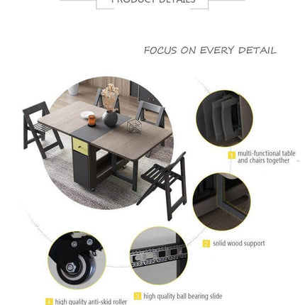 Foldable Elegant Rectangle Dining Table Set