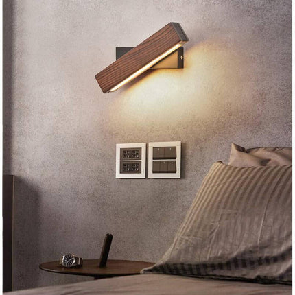Modern Rotated Nordic Solid Wood Wall LED Lamp