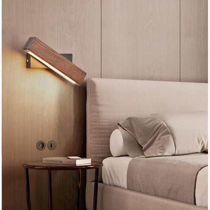 Modern Rotated Nordic Solid Wood Wall LED Lamp