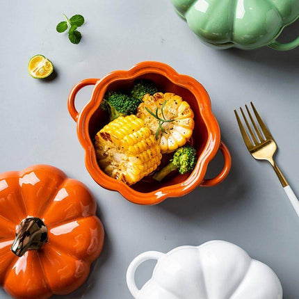 Pumpkin Shape Baking Bowl With Glazed Lid