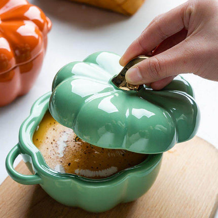 Pumpkin Shape Baking Bowl With Glazed Lid